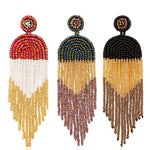 Orecchini etnici Orecchini con nappa boema con perline fatti a mano, Red E68671, Green E68671, Black E68671, Red E68694, Orange E68694, Black E68694, Blue E68698, Red E68698, Black E68698, White E68698, Purple E68796, Red E68796, Golden E68796         ...