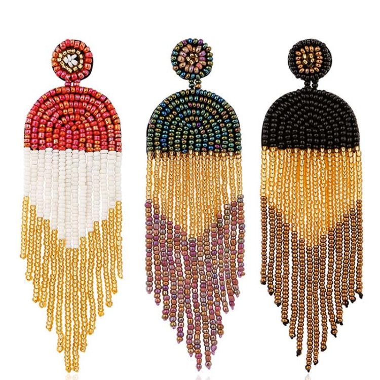 Orecchini etnici Orecchini con nappa boema con perline fatti a mano, Red E68671, Green E68671, Black E68671, Red E68694, Orange E68694, Black E68694, Blue E68698, Red E68698, Black E68698, White E68698, Purple E68796, Red E68796, Golden E68796         ...