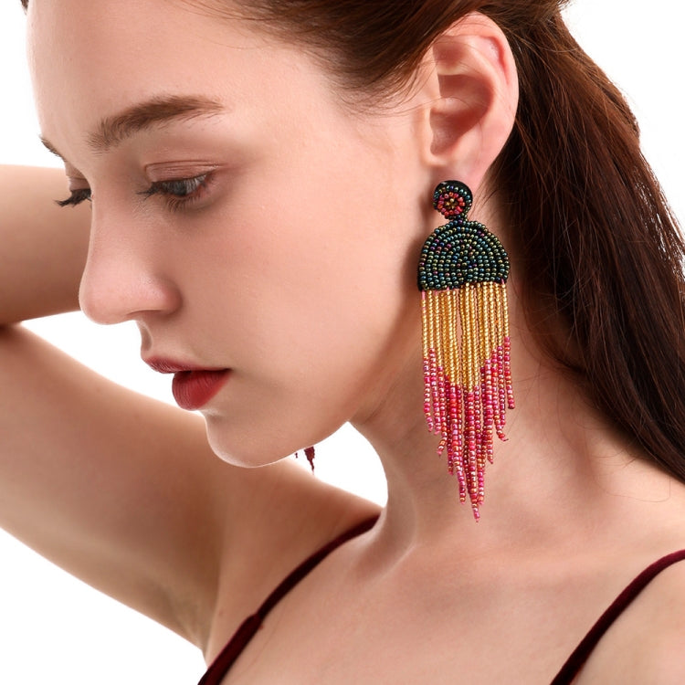 Orecchini etnici Orecchini con nappa boema con perline fatti a mano, Red E68671, Green E68671, Black E68671, Red E68694, Orange E68694, Black E68694, Blue E68698, Red E68698, Black E68698, White E68698, Purple E68796, Red E68796, Golden E68796         ...