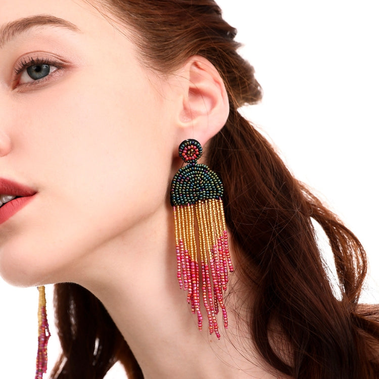 Orecchini etnici Orecchini con nappa boema con perline fatti a mano, Red E68671, Green E68671, Black E68671, Red E68694, Orange E68694, Black E68694, Blue E68698, Red E68698, Black E68698, White E68698, Purple E68796, Red E68796, Golden E68796         ...