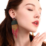 Orecchini etnici Orecchini con nappa boema con perline fatti a mano, Red E68671, Green E68671, Black E68671, Red E68694, Orange E68694, Black E68694, Blue E68698, Red E68698, Black E68698, White E68698, Purple E68796, Red E68796, Golden E68796         ...