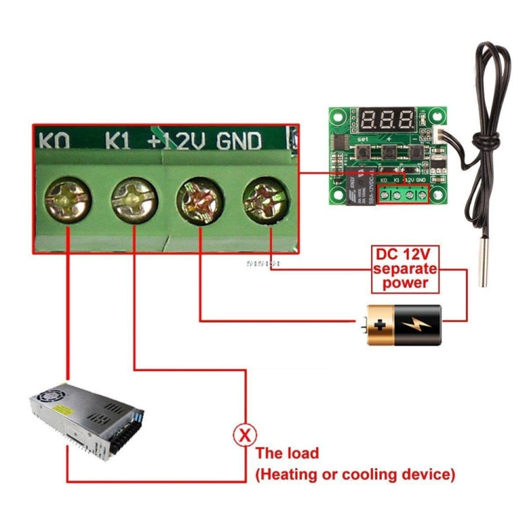 Termostato digitale DC 12V W1209 con custodia acrilica