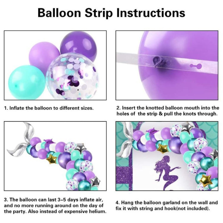 Set di palloncini coriandoli a pezzi quadrati dorati Set di decorazioni per palloncini per feste a sirena a tema oceano, Balloon Decoration Set