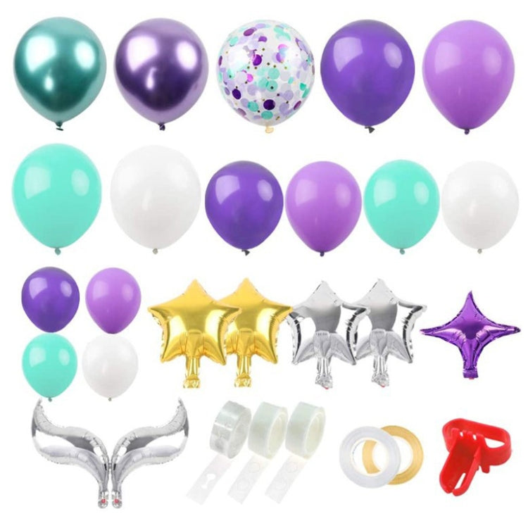 Set di palloncini coriandoli a pezzi quadrati dorati Set di decorazioni per palloncini per feste a sirena a tema oceano, Balloon Decoration Set