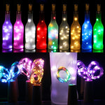 10 pz LED bottiglia di vino sughero filo di rame luce stringa IP44 lampada decorativa natalizia impermeabile, 1m 10LEDs, 2m 20LEDs