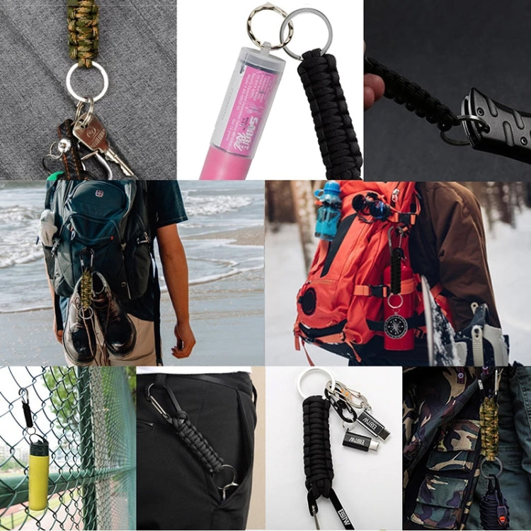 Portachiavi con moschettone in corda per ombrello in nylon multifunzionale per esterni, Nylon Umbrella Rope(Army green), Nylon Umbrella Rope(Black), Nylon Umbrella Rope(Brown), Nylon Umbrella Rope(Deep Blue)