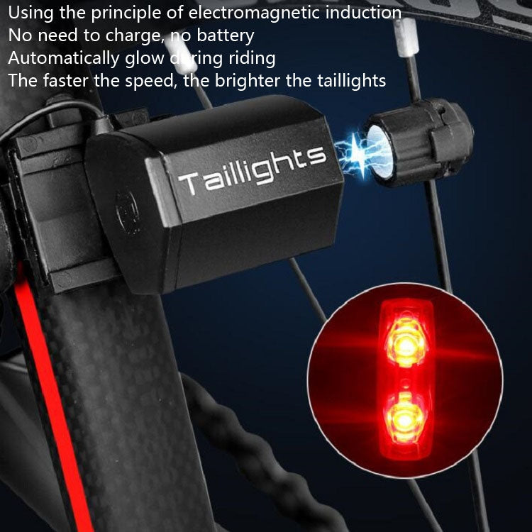 Fanale posteriore a induzione magnetica per bicicletta Fanale posteriore a induzione di autogenerazione Spia di sicurezza per guida notturna impermeabile, Magnetic Induction Taillight