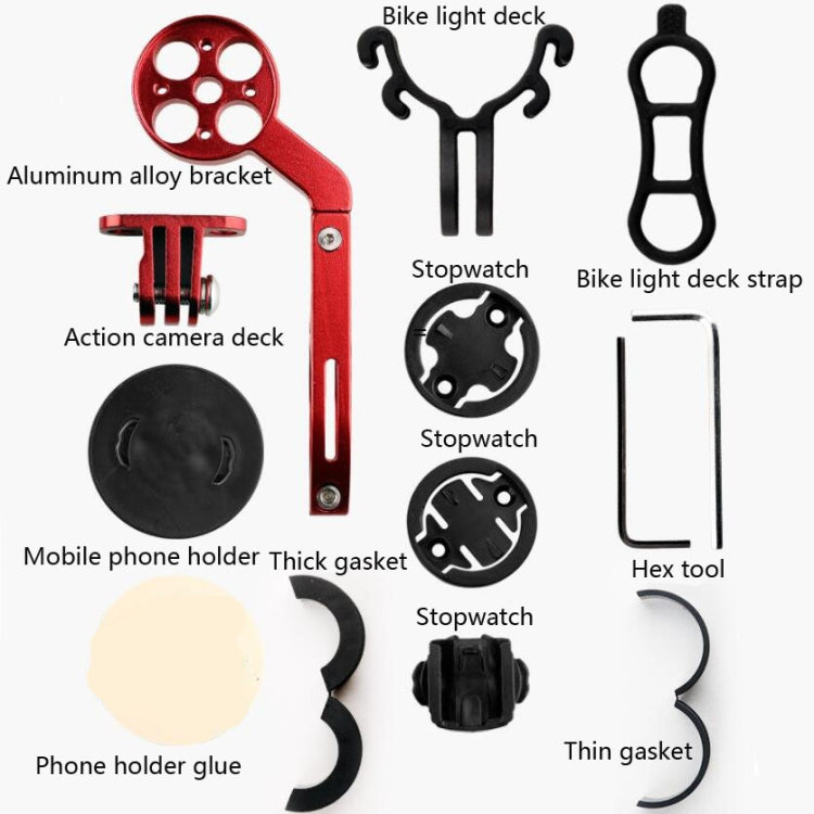 Supporto da tavolo per codici in lega di alluminio per mountain bike per bicicletta Staffa per torcia universale per estensione della tabella dei codici, Red, Black, Gray