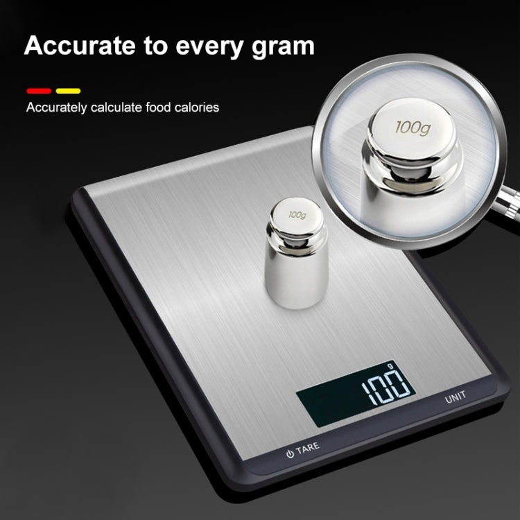 Bilancia da cucina in acciaio inossidabile Bilancia elettronica per alimenti domestici, 5kg/1g, 10kg/1g