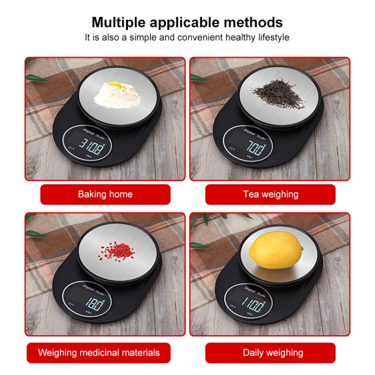 Bilancia elettronica da cucina domestica Bilancia per gioielli in acciaio inossidabile ad alta precisione, Hemming 5kg/1g, No Edging 5kg/1g, Hemming 3kg/0.1g, No Edging 3kg/0.1g, Hemming 5kg/0.1g, No Edging 5kg/0.1g