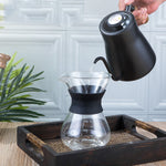 Caffettiera in acciaio inossidabile 304 Caffettiera con manico in legno Pentola snella a bocca lunga in Teflon, Without Thermometer, With Thermometer