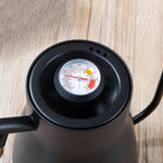 Caffettiera in acciaio inossidabile 304 Caffettiera con manico in legno Pentola snella a bocca lunga in Teflon, Without Thermometer, With Thermometer