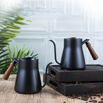 Caffettiera in acciaio inossidabile 304 Caffettiera con manico in legno Pentola snella a bocca lunga in Teflon, Without Thermometer, With Thermometer