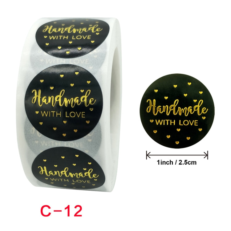 5 adesivi rotondi fatti a mano adesivi da forno etichetta dorata calda, C-1 Sticker