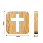 Lampada da tavolo artigianale Cross Pine Luce notturna a LED in legno, Cross