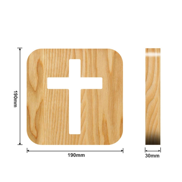 Lampada da tavolo artigianale Cross Pine Luce notturna a LED in legno, Cross