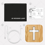 Lampada da tavolo artigianale Cross Pine Luce notturna a LED in legno, Cross