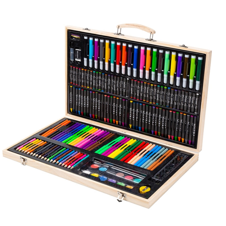 Pittura Scatola di legno Set di penne colorate Materiale scolastico d'arte per bambini, 180 in 1