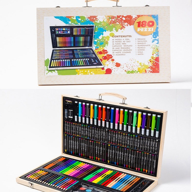 Pittura Scatola di legno Set di penne colorate Materiale scolastico d'arte per bambini, 180 in 1