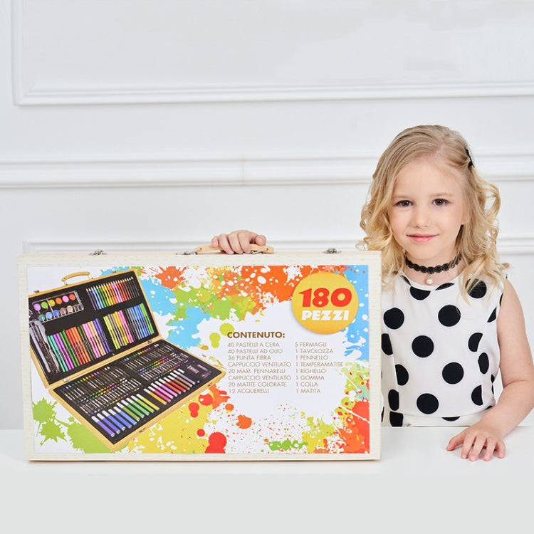 Pittura Scatola di legno Set di penne colorate Materiale scolastico d'arte per bambini, 180 in 1