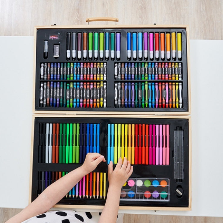Pittura Scatola di legno Set di penne colorate Materiale scolastico d'arte per bambini, 180 in 1