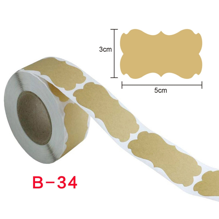 Etichetta adesiva decorativa per regalo in carta kraft marrone naturale da 3 pezzi, B-34, B-35, B-36, B-37