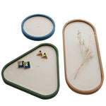 Vassoio portaoggetti da tavolo poco profondo, vassoio per articoli vari, vassoio per esposizione di gioielli, , Oval (Warm Brown), , Triangle (Warm Brown), , Round (Warm Brown), , Oval (Dark Green), , Triangle (Dark Green), , Round (Dark Green)        ...