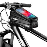 WILD MAN ES3 Borsa per bicicletta con guscio rigido Borsa per trave anteriore Mountain bike Telefono cellulare Touch Screen Borsa per tubo superiore Attrezzatura da equitazione, ES3 (Black)