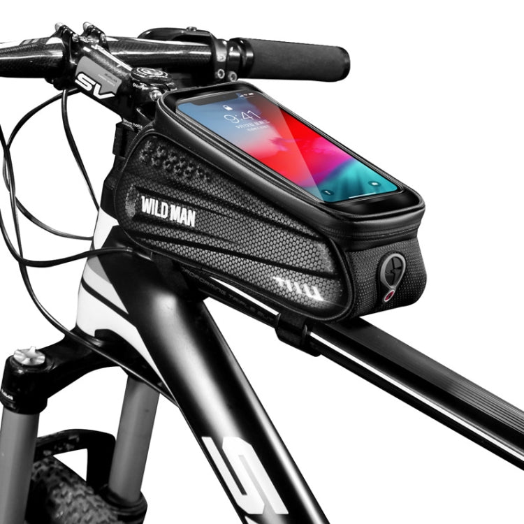 WILD MAN ES3 Borsa per bicicletta con guscio rigido Borsa per trave anteriore Mountain bike Telefono cellulare Touch Screen Borsa per tubo superiore Attrezzatura da equitazione, ES3 (Black)
