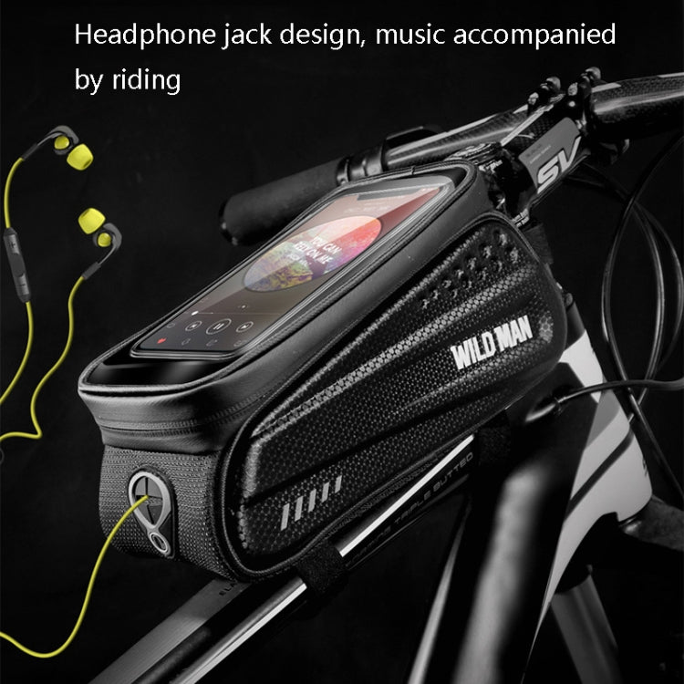 WILD MAN ES3 Borsa per bicicletta con guscio rigido Borsa per trave anteriore Mountain bike Telefono cellulare Touch Screen Borsa per tubo superiore Attrezzatura da equitazione, ES3 (Black)