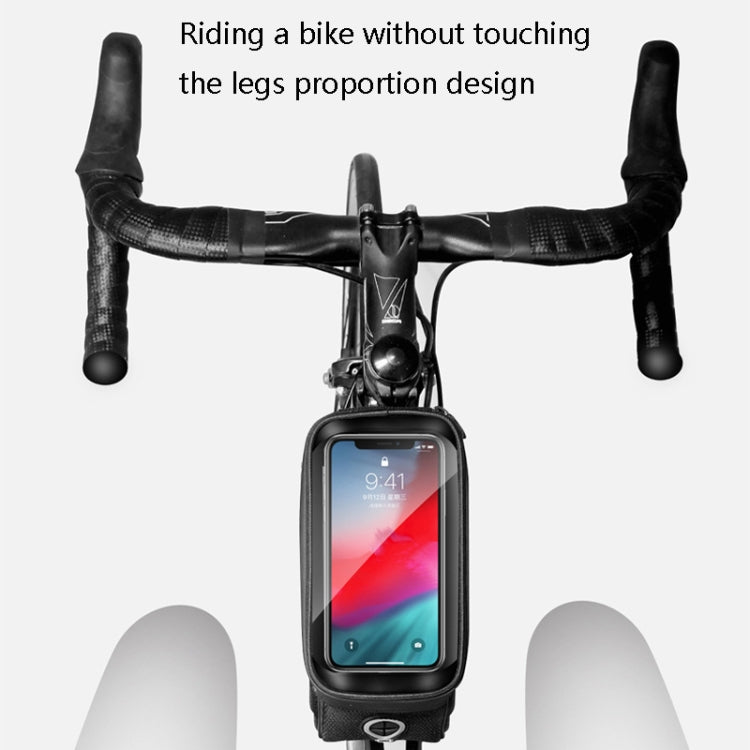 WILD MAN ES3 Borsa per bicicletta con guscio rigido Borsa per trave anteriore Mountain bike Telefono cellulare Touch Screen Borsa per tubo superiore Attrezzatura da equitazione, ES3 (Black)