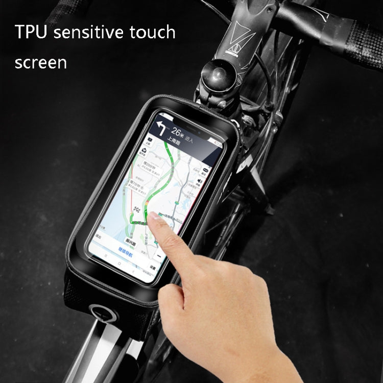 WILD MAN ES3 Borsa per bicicletta con guscio rigido Borsa per trave anteriore Mountain bike Telefono cellulare Touch Screen Borsa per tubo superiore Attrezzatura da equitazione, ES3 (Black)