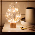 Luce notturna Star Moon Lampada da atmosfera a LED con base in legno USB, Round Base