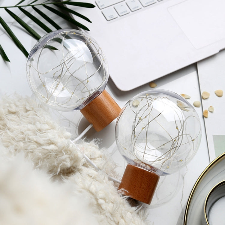 Luce notturna Star Moon Lampada da atmosfera a LED con base in legno USB, Round Base