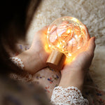 Luce notturna Star Moon Lampada da atmosfera a LED con base in legno USB, Round Base