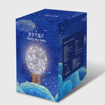 Luce notturna Star Moon Lampada da atmosfera a LED con base in legno USB, Round Base