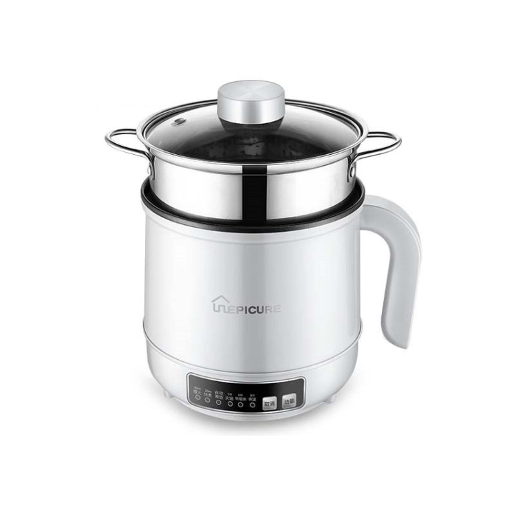 Fornello elettrico multifunzione Mini dormitorio per studenti Cucinare il riso Mescolare friggere Pentola antiaderente, Spina americana 110V, White Manual Single Pot, White Manual Style with Steaming Grid, White Smart Single Pot                        ...