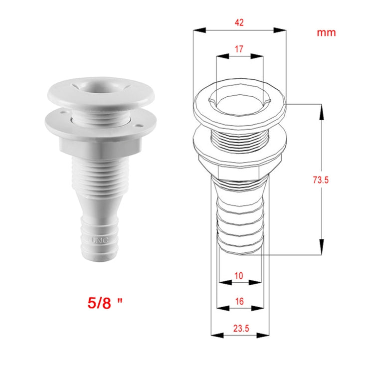 Raccordo di sentina passante in plastica da 5/8 pollici per pompa di sentina Raccordo di scarico o tubo di sfiato per barche Marine Yacht Vela Camper Truck, Vent Hose Fitting