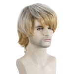 Parrucca in fibra chimica da uomo con capelli corti biondo chiaro, Light Gold