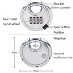 Lucchetto con password in acciaio inossidabile 304 Serratura per porta del cortile esterna impermeabile e antiruggine Serratura per torta rotonda, Password Padlock Round Cake Lock
