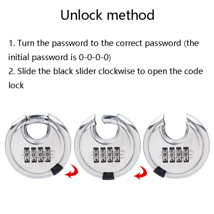 Lucchetto con password in acciaio inossidabile 304 Serratura per porta del cortile esterna impermeabile e antiruggine Serratura per torta rotonda, Password Padlock Round Cake Lock