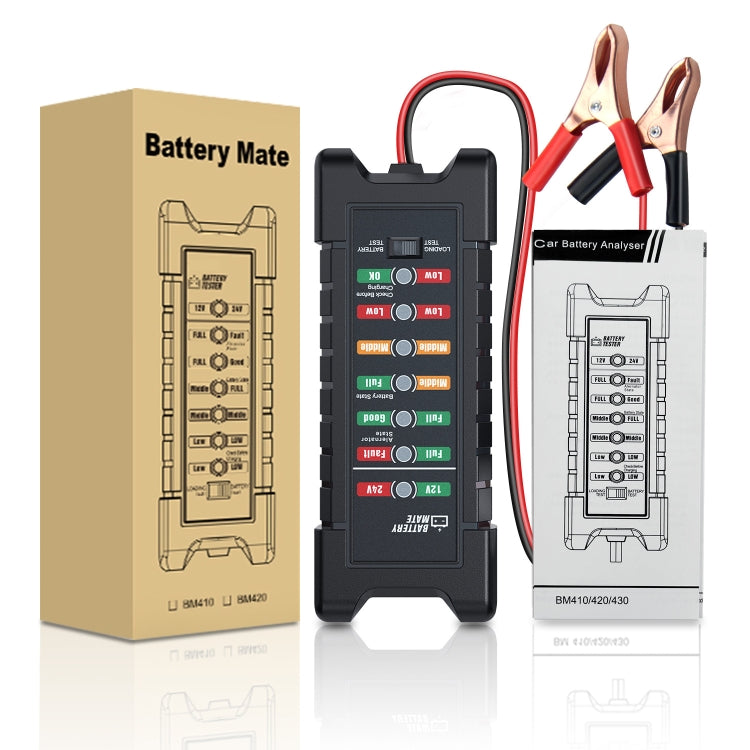 YAWOA BM410 Tester per batteria di accumulo 12V/24V Test di carico LED Tester per batteria per auto intelligente, BM410