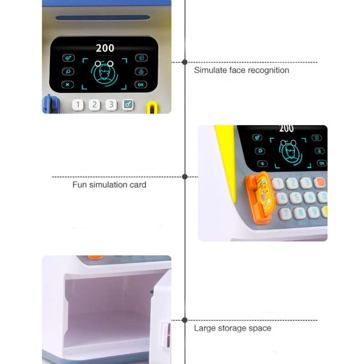 Simulazione Riconoscimento facciale Cassetta di deposito contanti ATM Simulazione Password Cassetta di sicurezza con scorrimento automatico dei soldi, Orange (Battery Version), Blue (Battery Version), Orange (Charging Version), Blue (Charging Version)