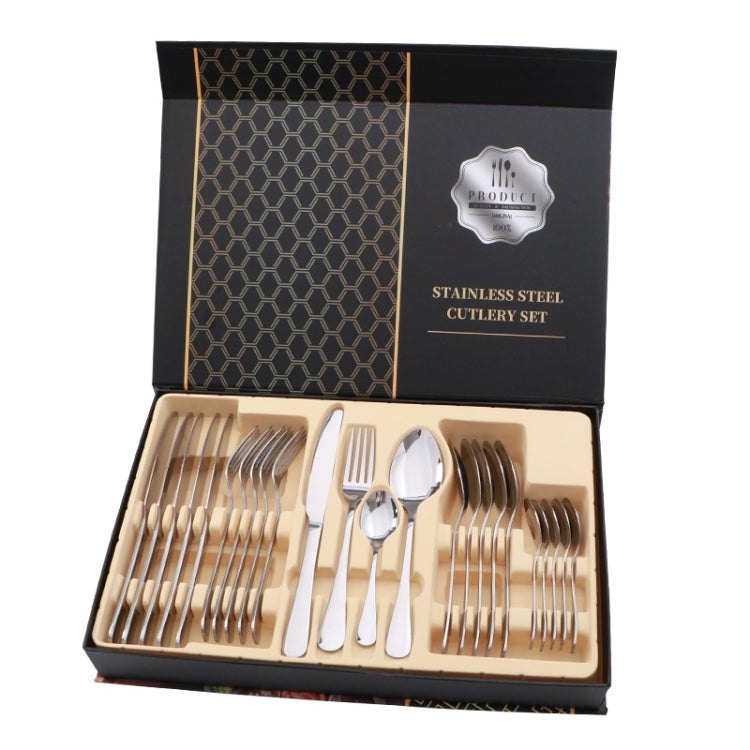 Set regalo di posate da bistecca occidentali da tavola 24 in 1 in acciaio inossidabile, Silver, Golden, Rose Gold, Rainbow Color, Black