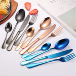 Set regalo di posate da bistecca occidentali da tavola 24 in 1 in acciaio inossidabile, Silver, Golden, Rose Gold, Rainbow Color, Black