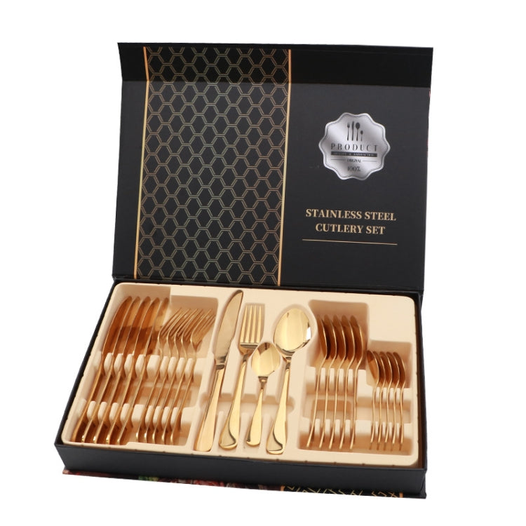 Set regalo di posate da bistecca occidentali da tavola 24 in 1 in acciaio inossidabile, Silver, Golden, Rose Gold, Rainbow Color, Black