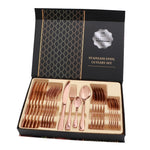 Set regalo di posate da bistecca occidentali da tavola 24 in 1 in acciaio inossidabile, Silver, Golden, Rose Gold, Rainbow Color, Black