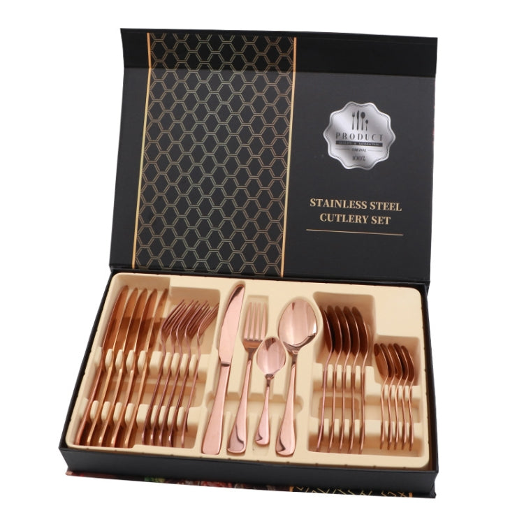 Set regalo di posate da bistecca occidentali da tavola 24 in 1 in acciaio inossidabile, Silver, Golden, Rose Gold, Rainbow Color, Black