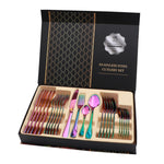 Set regalo di posate da bistecca occidentali da tavola 24 in 1 in acciaio inossidabile, Silver, Golden, Rose Gold, Rainbow Color, Black
