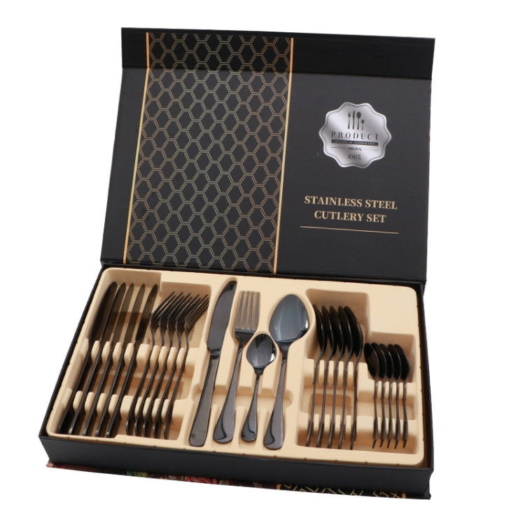 Set regalo di posate da bistecca occidentali da tavola 24 in 1 in acciaio inossidabile, Silver, Golden, Rose Gold, Rainbow Color, Black